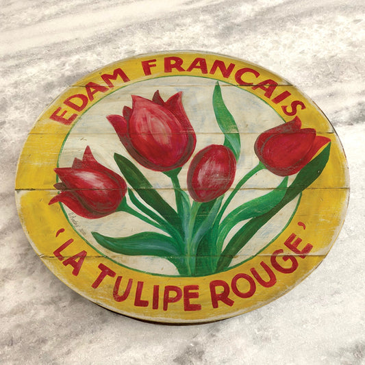 'Red Tulips Yellow Border' Lazy Susan