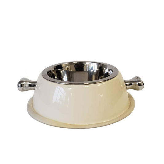 Deluxe Stainless Steel Dog Bowl with Bone Handles