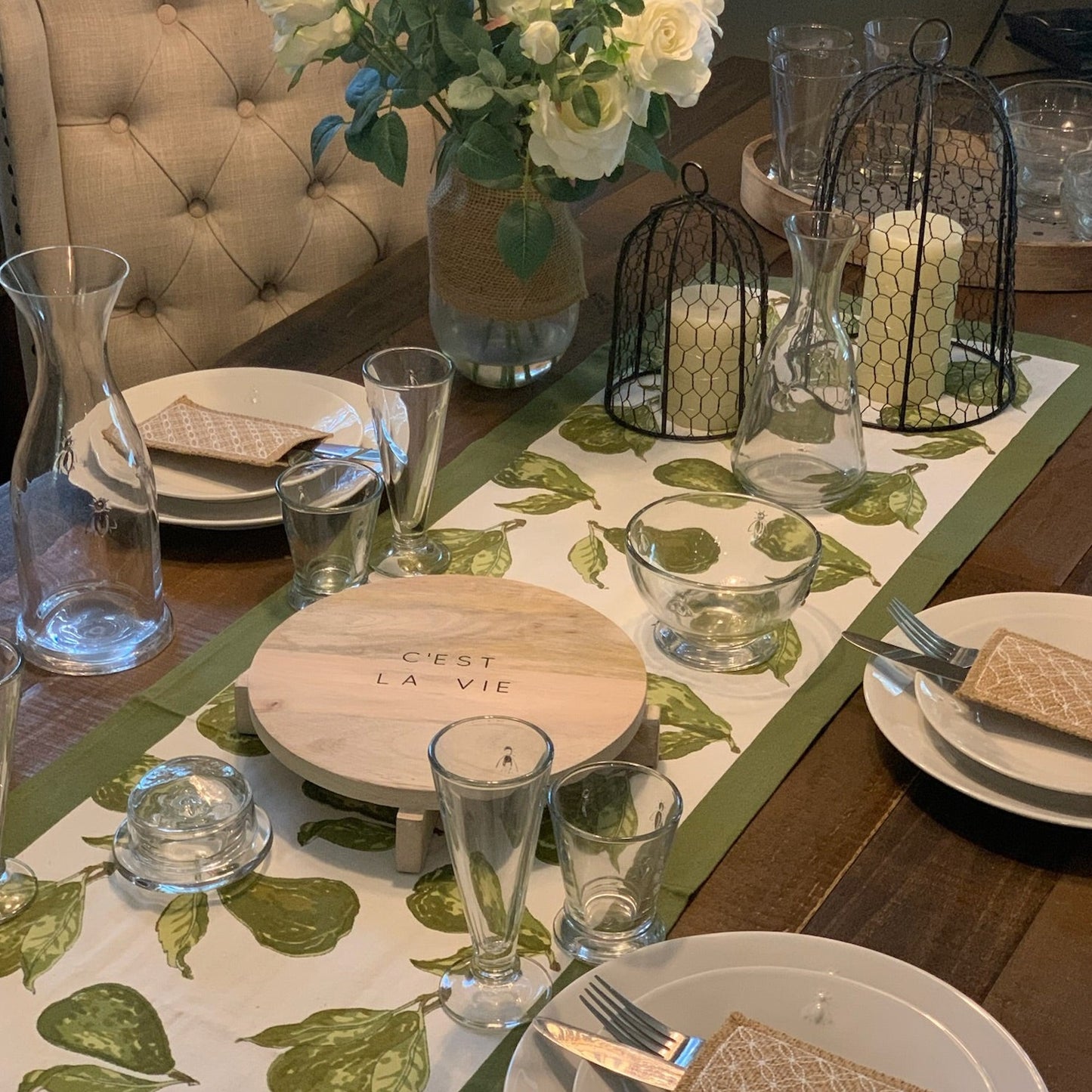 Orchard Pear Green Table Runner