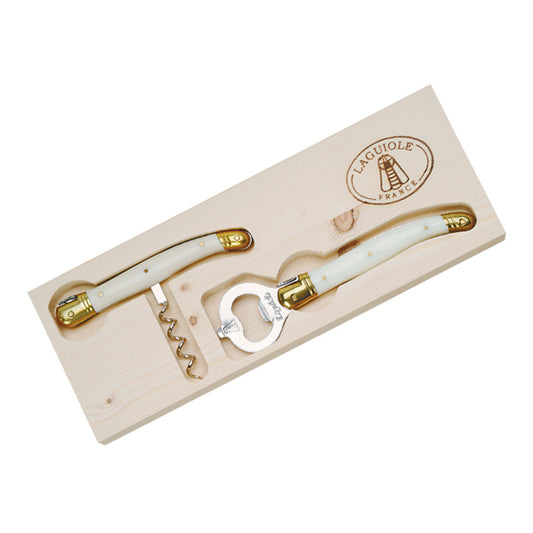 Jean Dubost Corkscrew & Bottle Opener with Ivory Colored Handles