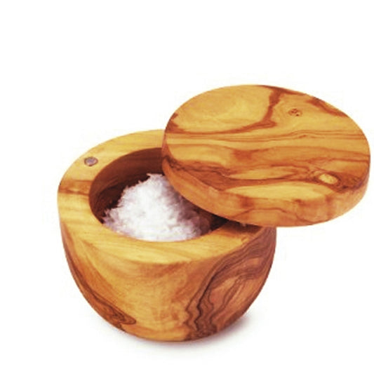 Berard Olive Wood Salt Keeper with Swivel Top